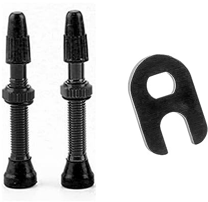 WJRQD Set de 2 Válvulas Tubeless (40 mm) con Vástago para Bicicletas, Sin Fugas y con Herramienta de Extracción del Núcleo de Válvula.