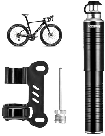ROCKBROS Pompa per Bicicletta, Pompa Bici Portatile, Mini Pompa ad Alta Pressione 110PSI, Valvole Presta & Schrader, Adatto per MTB, Bici da Corsa