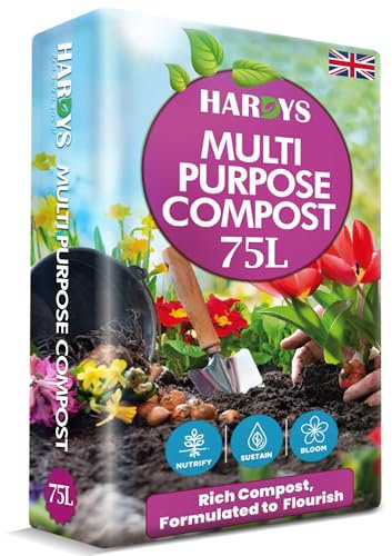 Hardys 75L Multi Purpose Compost - Potting & Seed Compost for Outdoor Plants | All Purpose Indoor Plants Potting | Nutrient Rich Fertiliser for Garden, Pots, Planter Beds
