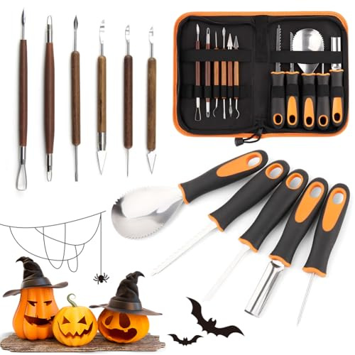 Juego de tallado de calabaza de Halloween, herramienta de tallado decorativa, cuchillo de trinchar profesional, juego de tallado de calabaza, decoración de Halloween, acero inoxidable, herramientas