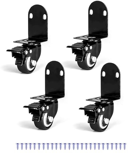Ruedas Muebles, Ruedas para Muebles Pesados Forma de L - Hasta 80 kg por Rueda, Ruedas Giratorias con Freno para Interior y Exterior, Silenciosas & No Dejan Marcas(Set de 4)