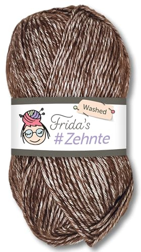 Frida's Wollhaus Frida's 50 g #Zehnte Washed Melange-Farben Stricken Häkeln Wolle Garn 29 Farben (917 | Braun)