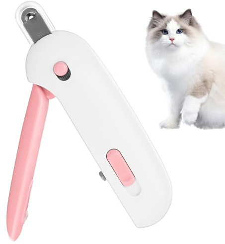 Encuryna Katze Nagelknipser, Krallenzange für Hunde und Katzen, Edelstahl Katzennagelknipser, Katzennagelschneider, Katzen Krallenschneider, Krallenschere Katzen mit Nagelfeile und Schutz (Rosa)