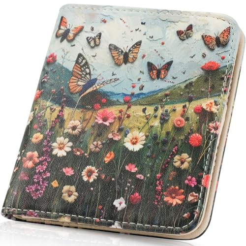 APHISON Portafoglio da Donna Con Blocco RFID in Pelle, Cerniera, Sottile Compatto Bi-Fold, Tasca Portamonete, Piccola Borsa Con Finestra ID - B12-Farfalla