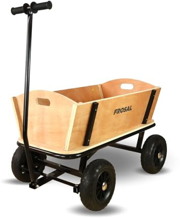 FROSAL Bollerwagen Holz Erik Handwagen Holzbollerwagen Transportwagen Kind