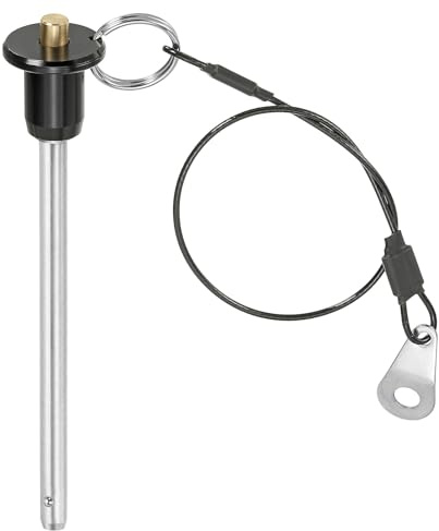 PATIKIL Spilla a Sgancio Rapido 1/4 x 3.15, Perno Bloccaggio a Sfera Acciaio Inossidabile 304, Perni Posizionamento Sicurezza con Pulsante, Cavo Sicurezza da 25 Cm (6 x 80mm)