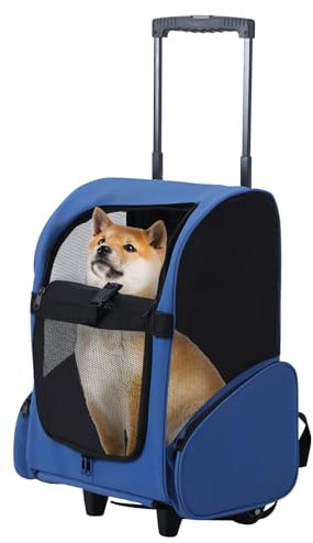 gibxiyza Haustier Trolley Rucksack Haustier Tragetasche auf Rädern Haustier Reiserucksack mit Doppelrollen & Teleskopgriff, Haustiertragetasche mit Rollen, Haustier Reisetrage für kleine mittelgroße