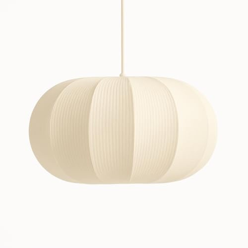 CGC Lighting Indoor Lamp Shade Ribbed Stretch Cotton Fabric Hanging Ceiling Floor Table Lamp (Cream Oval)