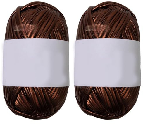 Hilo metálico para camiseta de ganchillo de 18 mm de ancho, 100 g cada rollo para tejer barco y decoración del hogar, 87.48 yardas en total, hilo de poliéster para manualidades