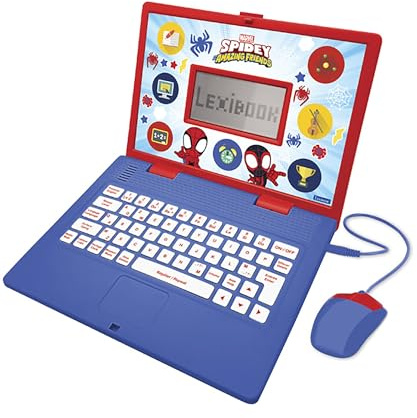 Lexibook, Spidey et Ses Incroyables Amis, Ordinateur Portable bilingue et éducatif français/Anglais, Jouet pour Enfants, 170 activités pour Apprendre, Rouge/Bleu, JC599SPi1LXB