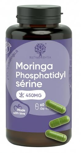 LOW CORTISOLO – Fosfatidilserina 450 mg + Moringa Oleifera BIO | Per abbassare il Cortisolo, Pancia da Stress | Integratore Memoria e Concentrazione | 60 Capsule 2 Mesi | Made in Italy | RedMoringa