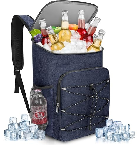 23L Mochila Nevera Isótermica, Grande Bolsa Refrigeradora Bolsa de Picnic Cooler Portatil, Impermeable Prueba de Fugas Alimentos Bolsa Térmica, para la Playa,Verano Camping,Picnics,Senderismo - Azul