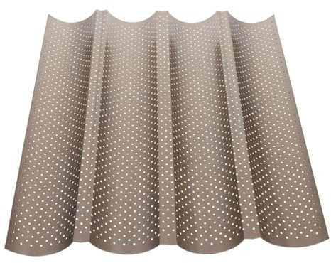 LIFKICH 4 Wave Slot Baguette Baking Tray Perforated Non-Stick French Bread Pan 13X15 Inch Bread Baking Mold