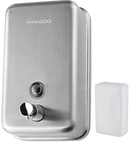 VANNSOO Commercial Wall Mount Stainless Steel Soap Dispenser, Corrosion Proof Lining Liquid Hand Sanitizer Dispenser Bathroom 1100ml / 37oz. (Vertical)