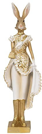 Clayre & Eef Osterhasen Kaninchen Mädchen 33cm Landhaus Osterdeko Polyresin