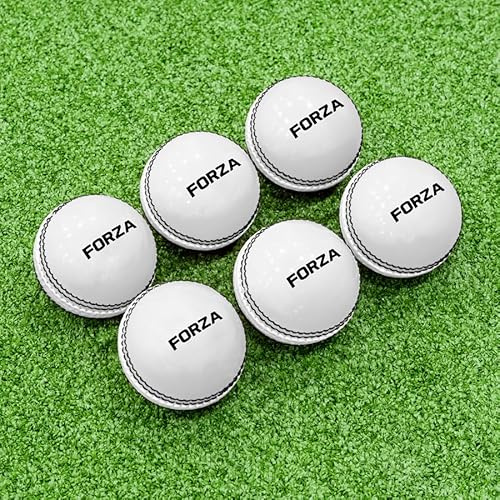 FORTRESS Cricket 'Incrediballs' [6-pack] – äldre cricketbollar | skumbollar med traditionella sömmar | cricketträning och övning – rosa eller röd cricketboll (vit, junior)