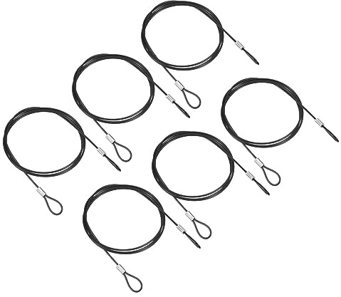 PATIKIL 3,3 fot säkerhetskabellås, 6-pack rostfritt stål 2 mm diameter säkerhetsvajer med dubbel ögla för scenbelysning bagagelås svart