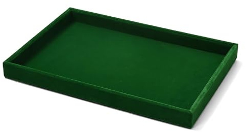 Papten Stackable Jewellery Flat Tray Velvet Jewellery Organiser Tray Green