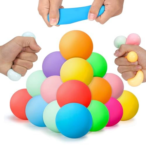24 PCS Stress Balls for Adults and Kids, Fidget Toys Party Bag Fillers for Kids, Squeeze Balls Sensory Fidget Toy Soft Squishy Ball for Anxiety Stress Relief