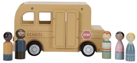 Little Dutch 8023 FSC - Juego de autobús escolar (madera, 6 piezas)