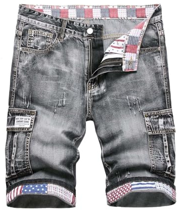 Pantalones Cortos Vaquero Hombre Verano Moda Jeans Talla Grande Casual Pantalones Corto Short Roto Deporte Jogging Retro Pantalon Fitness Chandal Hombre Pantalones de Trekking Playa 2024
