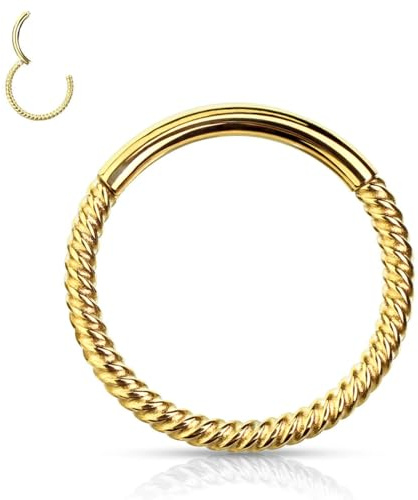 HENYQANN Piercing para Tabique Nasal Anillo Oro 10mm Piercing para Caracola Aro para La Nariz Pendiente para Cartílago Piercing para Labio Daith Hélix Ceja Piercing para Trago Ombligo 18G