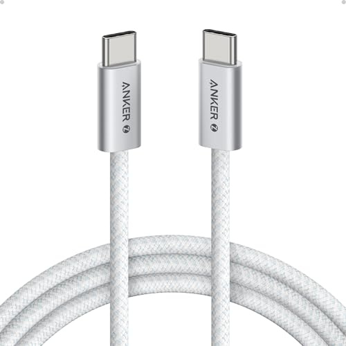 Anker Cable USB C a USB C Zolo, 240W Cable de Carga Rápida Tipo C Trenzado y Anti-Suciedad, Conector Delgado, para iPhone serie 16, MacBook (1,8m, Blanco)