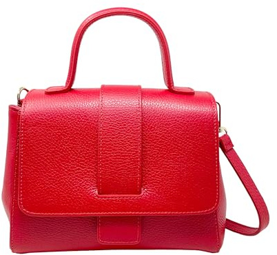 Chicca Borse Borsa a Mano Elegante con Tracolla da Donna in Pelle (Rosso)