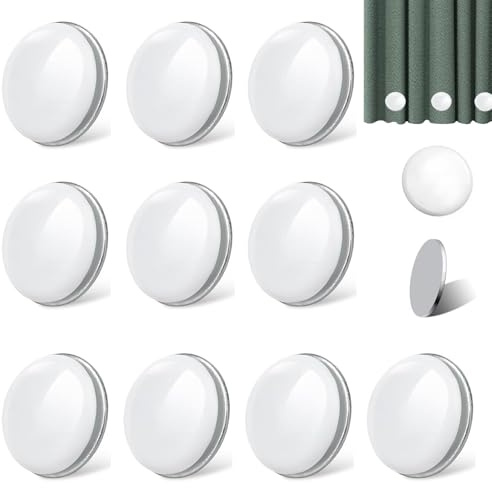 Duschdraperi vikter, 10 stycken runda magnetiska gardinvikter, vitt duschdraperi tyngre, magneter duschdraperi vikter, rund duschdraperi magnet, för gardiner, dukar, flaggor, duschar