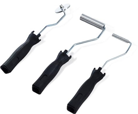 Kit de 3 piezas de rodillos de fibra de vidrio, juego de mangos de rodillos laminados de burbujas de fibra de vidrio, juego de rodillos de resina epoxi para moldes de resina/bañeras/duchas