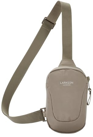 LARKSON Bolso de Hombro Señoras Hombres Gris - Nils - Bolso de Pecho Antiborro para Ocio, Viaje, Senderismo, Festival - Compartimento para Móvil, Llaves, Cartera - Repelente al Agua