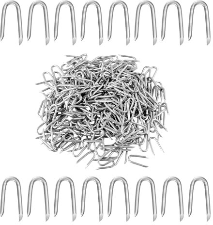 300 Pcs Galvanised U Nails, Steel Chicken Wire, Netting, U Shaped Nails for Wire Mesh Woven & Garden Mesh Fasteners