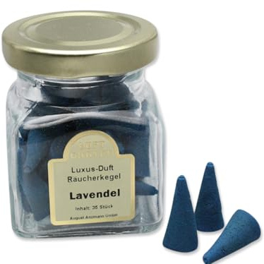 LivuX 1083 - Conos de incienso (aroma de lavanda, 35 unidades, aroma calmante de lavanda para relajación y atmósfera armoniosa)