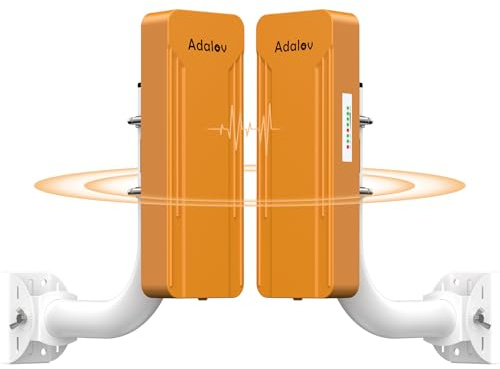 AdaLov CPE469 Gigabit Wireless Bridge Outdoor, Dualband 2.4/5.8GHz, 3KM Point to Point WiFi Bridge with Mounts,IP65 Waterproof,Extend Internet to CCTV/Camera/Garden Office/Shed/Garage, Plug & Play