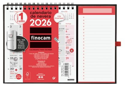 Finocam - Calendario magnete Mese Vista Gennaio - Dicembre 2026 (12 mesi) | Calendario Magnetico frigorifero | Planner mensile Neutro - Italiano