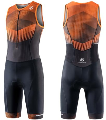 MY KILOMETRE Herr Triathlondräkt Ärmlös – Ettstycks Trisuit Andningsbar & Snabbtorkande med Bakficka