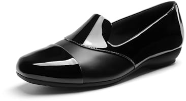 DREAM PAIRS Women's Loafers Orthopedic Work Dress Shoes,Black-Pat,7