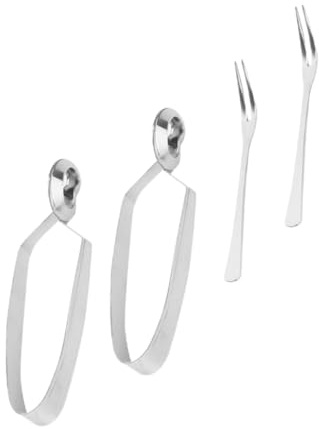 Hemobllo 4 pièces Pinces et Fourchettes Escargots Acier Inoxydable Ustensiles Ergonomiques pour Dîner Maniement Facile Main Résistants et Compatibles Lave