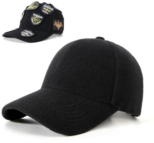 Classic Black Baseball Caps for Men Women Golf Dad Hat Patches Plain Cap Full Surface Hook-and-Loop Adjustable Trucker Hat Patch Hats for Mens Baseball Hats Running Outdoor Activities All Seasons