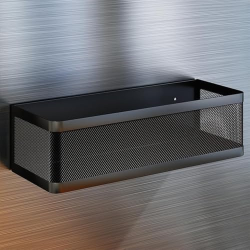 JuanNest Étagère À Épices Magnétique pour Réfrigérateur, Etagere Magnetique,Tablette Machine A Laver, Panier pour Placard, Fixation Murale pour Gadgets De Cuisine, Panier De Rangement Black,Large