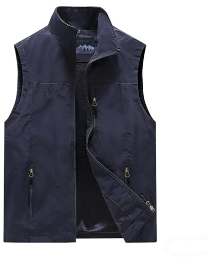 Vivikivi Herren Outdoor Weste Sommerweste Herren Leicht Sommer Anglerweste Camping Arbeitsweste Atmungsaktiv Ärmellose Jacke（Marineblau, XL）
