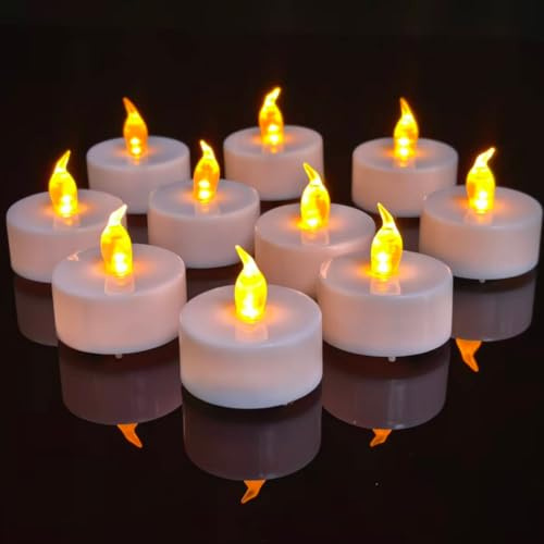Battery Tea Lights,24 Pack Realistic and Bright Flickering Flameless LED Tea Light Candles, 200+ Hours tealight Candles in Warm Yellow for Wedding,Halloween,Festivals,Party Decoration