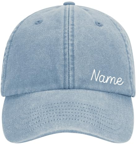 Elefantasie Personalisierte Vintage Cap für Kinder Baseball Kappe mit Name oder Wunschwort Bedruckt für Jungen und Mädchen (Hellblau)