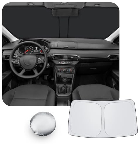 [Actualización] CDEFG Compatible con Dacia Sandero 3 / Sandero Stepway III 2021-2025 2026 Protección Solar Cubiertas Parasol Parabrisas Delantero Parabrisas Coche Parasol Accesorios