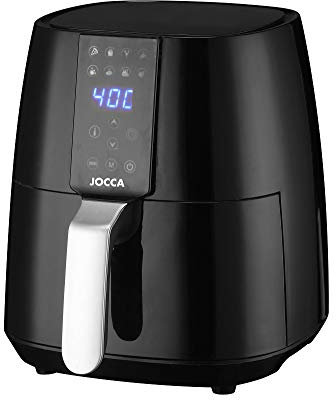 Jocca - Freidora de Aire Caliente 3,8L | Freidora Sin Aceite | Cocina Sana | 1450W de Potencia | Protección sobrecalentamiento | Mango con tacto frío (Plata/Negro)