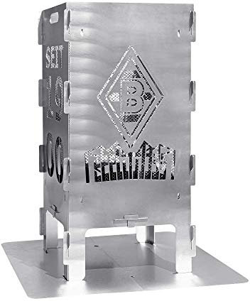 Borussia Mönchengladbach Feuersäule | Offizieller Fanartikel Fohlenshop | Feuertonne aus Stahlblech | 30x30x78 cm Säule, 60x60 cm Bodenplatte