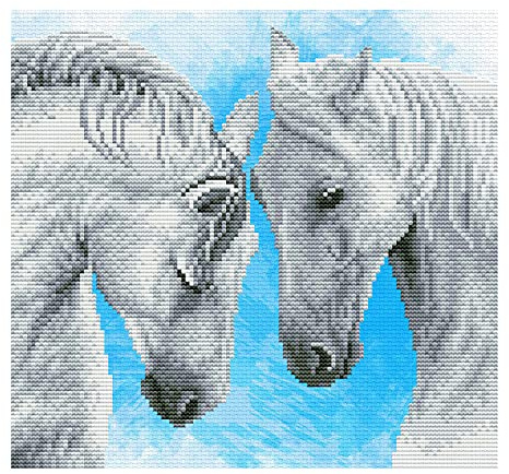 Ladybird Stickset Horse prayer, Kreuzstich-Set ca. 27,6 x 26 cm, Komplett-Set für ein eckiges Stickbild, handwerkliches Hobby für Erwachsene und Kinder ab 8 Jahren