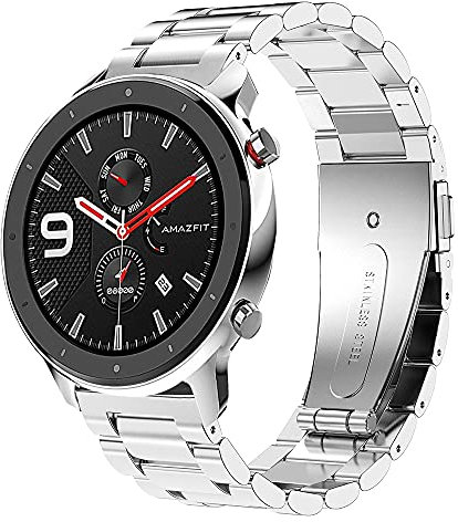 Kobmand Armband Kompatibel Amazfit GTR 47mm,22mm Quick-Fit Uhrenarmband Metallarmband Edelstahl Uhrenarmband Ersatz fürAmazfit GTR 47mm/Amazfit GTR 2e/GTR 2 (Silber)