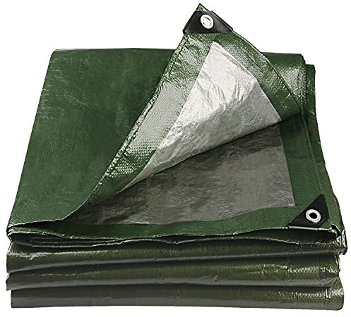 Onarway Tarpaulin Waterproof Heavy-Duty for Outdoor: 3m x 3m 105GSM UV/Tear Resistant PE Tarpaulin Sheet with Reinforced Grommets for Garden Furniture & Ground Use - Green