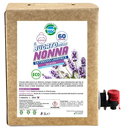 Detersivo lavatrice ecologico Profumo LAVANDA - Il Bucato della Nonna Bag in Box 3L - 60 lavaggi